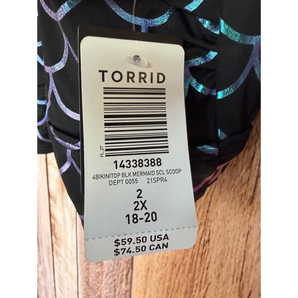 Torrid Bikini Swim Top Mermaid Scale Iridescent Wirefree Vacation Size 2X NWT - Picture 4 of 6